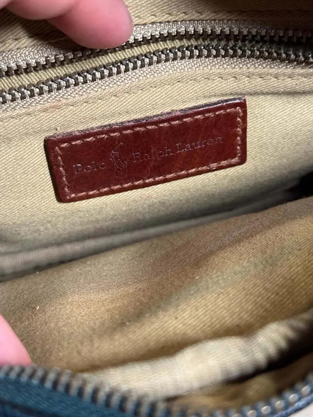 Vintage Polo Ralph Lauren Plaid Crossbody   Bag with Leather Trim